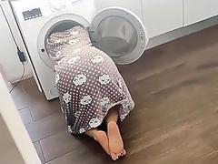 Fucking my friend's mother inside the washing machine in doggystyle