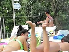 stunning scorching Beach Bikini Babes Tanning HD Voyeur vid