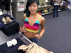 Inked asian pawnee deepthroating brokers cock
